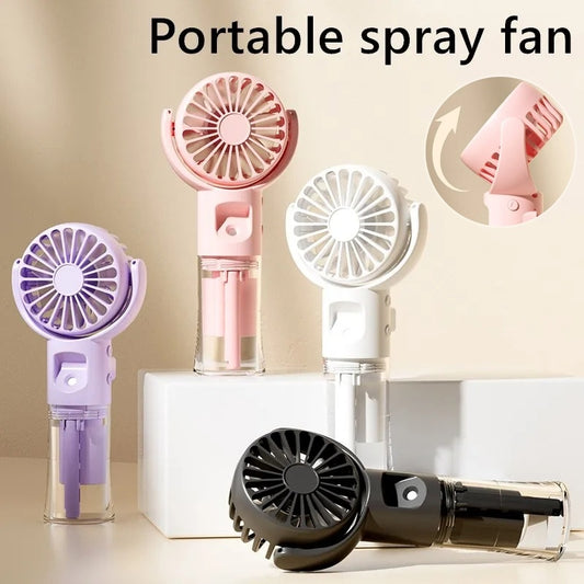 Portable Handheld Spray Fan 4-Speed Water Spray Mist Fan Summer Cooling Artifact USB Charging Summer Supplies Outdoor Mini Fan - ADigitals