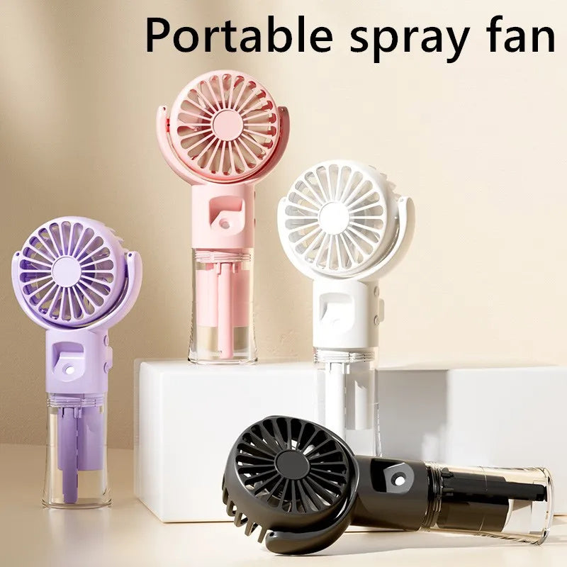 Portable Handheld Spray Fan 4-Speed Water Spray Mist Fan Summer Cooling Artifact USB Charging Summer Supplies Outdoor Mini Fan - ADigitals