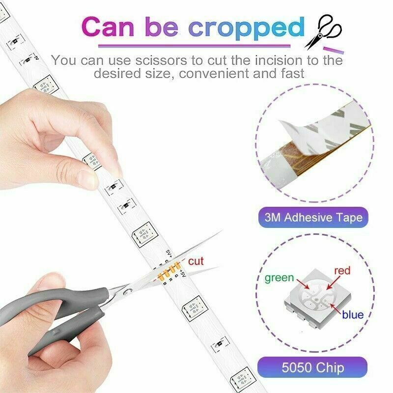 BRAND NEW ADigitals Smart Vibe Lights 5050 RGB LED Strip with Bluetooth Remote - ADigitals